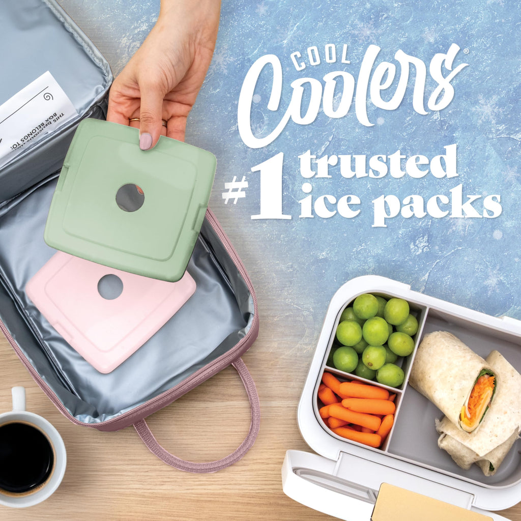 Cool Coolers by Fit & Fresh Slim Ice Packs, Quick Freeze Reusable Ice Packs for Lunch Boxes & Coolers, Long-Lasting, Space Saving Lunch Ice Packs, Blue, 4Pk