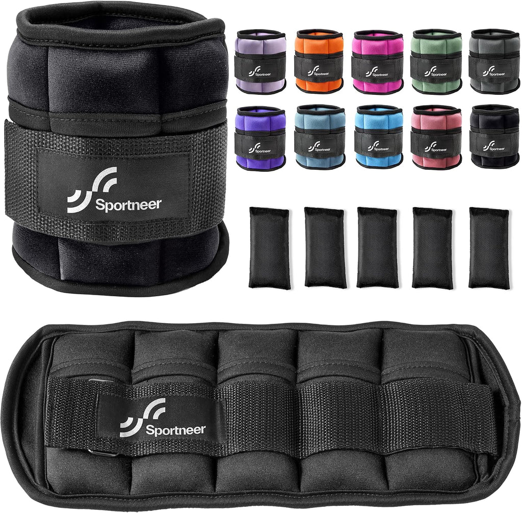 Sportneer Adjustable Ankle Weights, 2-10 lb per Pair, Removable Weights