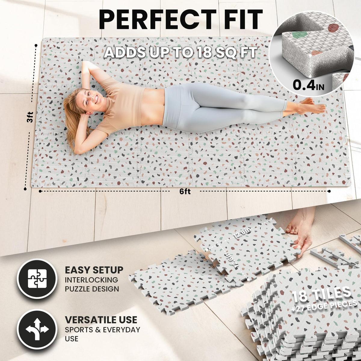 bemaxx Gym Mats Set - EVA Interlocking Foam Floor Tiles Workout Mat Puzzle