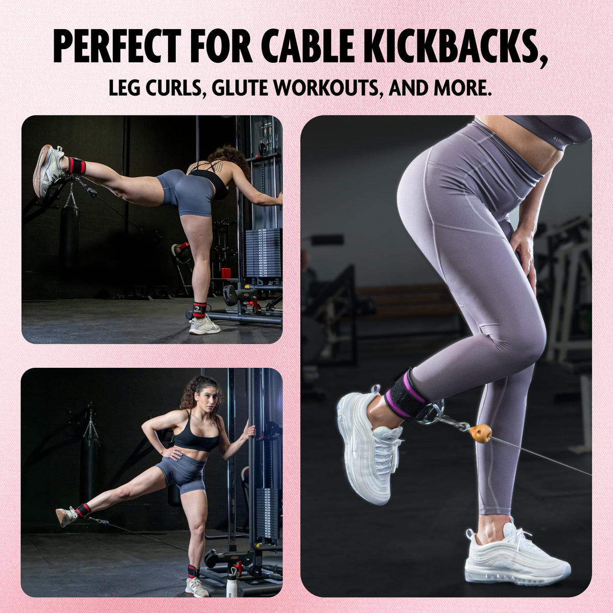 DMoose Ankle Strap for Cable Machine - One Size Fit with Premium Padding, Workout Kickback Ankle Cuffs, Ankle Bands for Working Out, Booty Workouts, Leg Extension, Hip Abductors & Lower Body Exercises