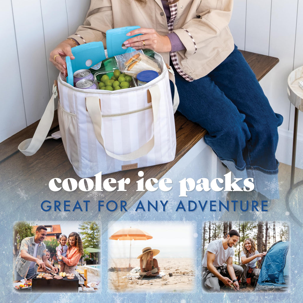 Cool Coolers by Fit & Fresh Slim Ice Packs, Quick Freeze Reusable Ice Packs for Lunch Boxes & Coolers, Long-Lasting, Space Saving Lunch Ice Packs, Blue, 4Pk